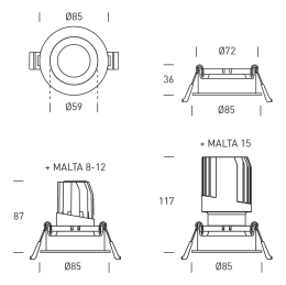 MALTA Acc. ARO BLANCO-NEGRO Gen2 ORIENTABLE - PARA GU10