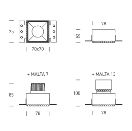 MALTA Acc. TRIMLESS SQUARE NEGRO FIJO - PARA GU10